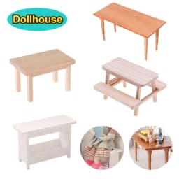 1Pcs Dollhouse Miniature Simulation Mini Wooden Table Chair Furniture Model Toys For Doll House Accessories Decoration