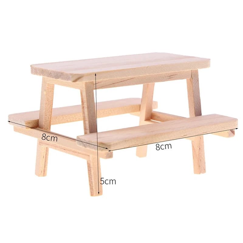 1Pcs Dollhouse Miniature Simulation Mini Wooden Table Chair Furniture Model Toys For Doll House Accessories Decoration
