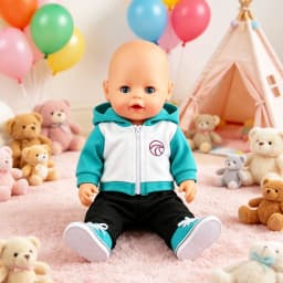 Color Block Hoodie Doll Outfit Set Black Jogger Pants & Teal Canvas Sneakers for 18 Inch American & 43cm Baby Newborn Girl Dolls