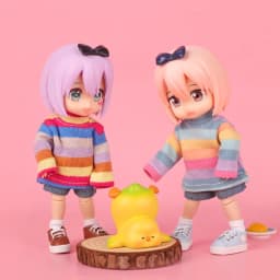 OB11 1/12 BJD GSC Rainbow Striped Doll Sweater With 3D Bear Rabbit Doll Pendant Doll Knit Top Doll Clothes Accessories Gift