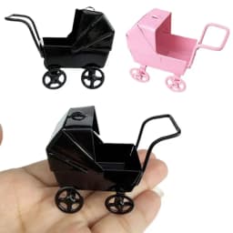 1:12 Scale Dollhouse Miniature Model Doll Accessories Ornaments Mini Baby Stroller Iron DIY Doll House Bedroom Scene Decor