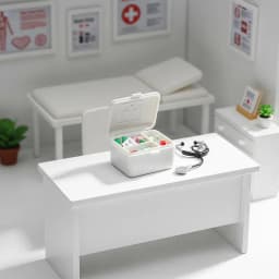 1: 12 Dollhouse Miniature Medicine Box With Stethoscope Props Pharmacy Scene Model For Doll Accessories