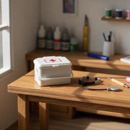 1: 12 Dollhouse Miniature Medicine Box With Stethoscope Props Pharmacy Scene Model For Doll Accessories