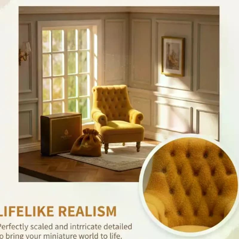 1Pcs Mini Sofa Chair 112 120 125 130 Scale Dollhouse Flocked Armchair for DIY House Scene Decoration
