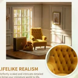 1Pcs Mini Sofa Chair 112 120 125 130 Scale Dollhouse Flocked Armchair for DIY House Scene Decoration