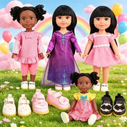 Cute 14" American Doll Clothes 4 Styles Pink Purple Princess Outfits + 3 Pairs 5CM Bow Shoes For 30-35cm Girl Nancy Girl Dolls