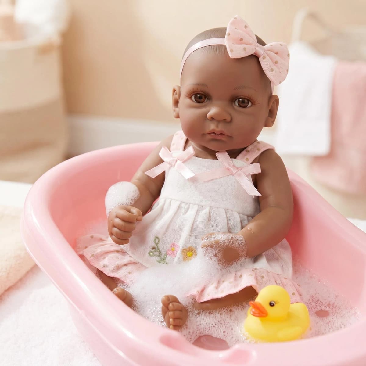 NPK 12 Inch Girl Doll Full Vinyl Body Bath Toy Simulation Play Doll for Birthday Gift Clearance Sale