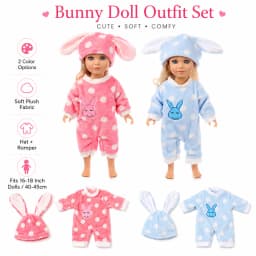 Bunny Plush Romper Set for 16-18 Inch Reborn Dolls Cute Rabbit Hat Doll Clothes Outfit Soft Pajamas Costume Doll Accessories