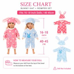 Bunny Plush Romper Set for 16-18 Inch Reborn Dolls Cute Rabbit Hat Doll Clothes Outfit Soft Pajamas Costume Doll Accessories