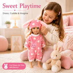 Bunny Plush Romper Set for 16-18 Inch Reborn Dolls Cute Rabbit Hat Doll Clothes Outfit Soft Pajamas Costume Doll Accessories