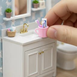 1 Set Doll House Furniture Accessories Toy 1/12 Dollhouse Miniature Mini Cup Toothpaste Toothbrush