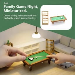 Miniature Pool Table 112 Scale Furniture Kit 1 Set Dollhouse Billiard Model with Cue Rack for DIY Mini Game Room Decor