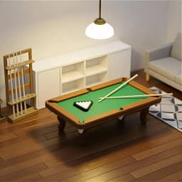 Miniature Pool Table 112 Scale Furniture Kit 1 Set Dollhouse Billiard Model with Cue Rack for DIY Mini Game Room Decor