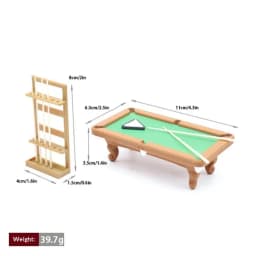 Miniature Pool Table 112 Scale Furniture Kit 1 Set Dollhouse Billiard Model with Cue Rack for DIY Mini Game Room Decor