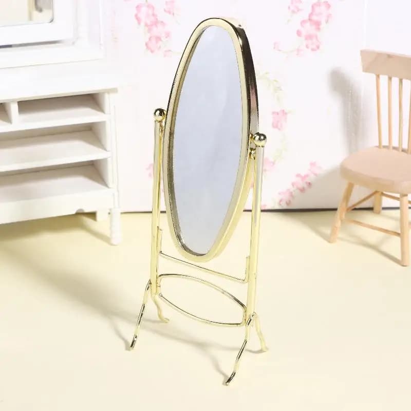 Dollhouse Mirror 1/12 Simulation Dressing Vertical Miniature Furniture Decoration Accessories Gift