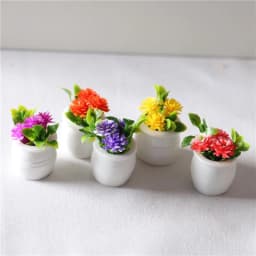 ★▲3pcs/lot 1:12 Dollhouse Miniature Green Plant Pot Potted Flowers Furniture Home Decor Accessories Random