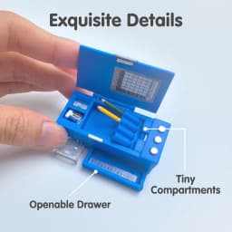Miniature Multifunctional Pencil Case, Stationery Box, Ruler, Colored Pens, Miniature Props, Dollhouse Decoration and Photography Props, Toy House Decorations, Miniature Learning Stationery, Miniature Pens/Erasers/Rulers, School-Themed Toy Decorations, Holiday Gifts! Collectors' Items!