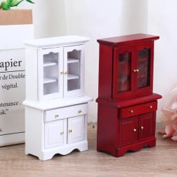 【M】1/12 Dollhouse Miniature Furniture Multifunction Wood Cabinet Bookcase Model Toy