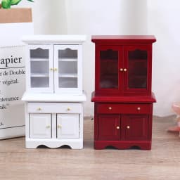 【M】1/12 Dollhouse Miniature Furniture Multifunction Wood Cabinet Bookcase Model Toy