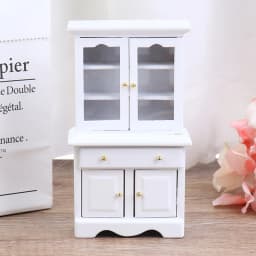 【M】1/12 Dollhouse Miniature Furniture Multifunction Wood Cabinet Bookcase Model Toy