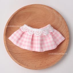 Cute Lace Pleated Mini Skirt for 10-20cm Cotton Doll Plaid Stripe Doll Dress Up Outfit Kawaii Doll Clothing Accessories DIY
