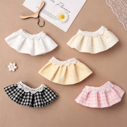 Cute Lace Pleated Mini Skirt for 10-20cm Cotton Doll Plaid Stripe Doll Dress Up Outfit Kawaii Doll Clothing Accessories DIY