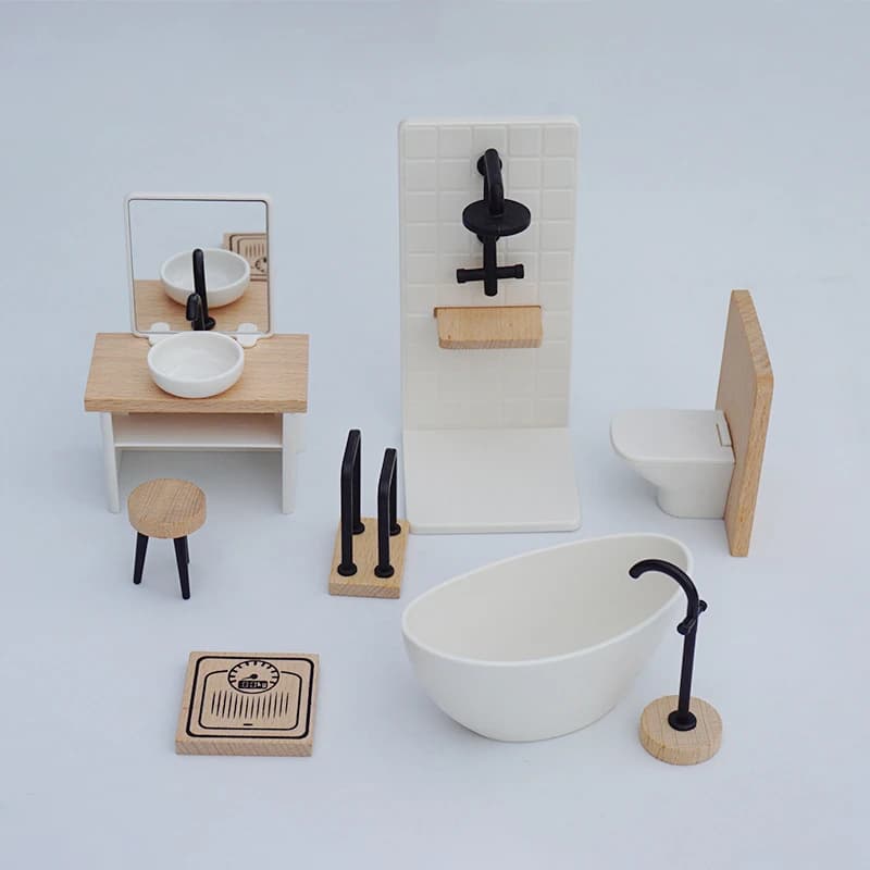 【M】1/12 Dollhouse Simulation Washbasin Tub Toilet Model Dollhouse Bathroom Decor Dolls House Miniature Furniture Accessories