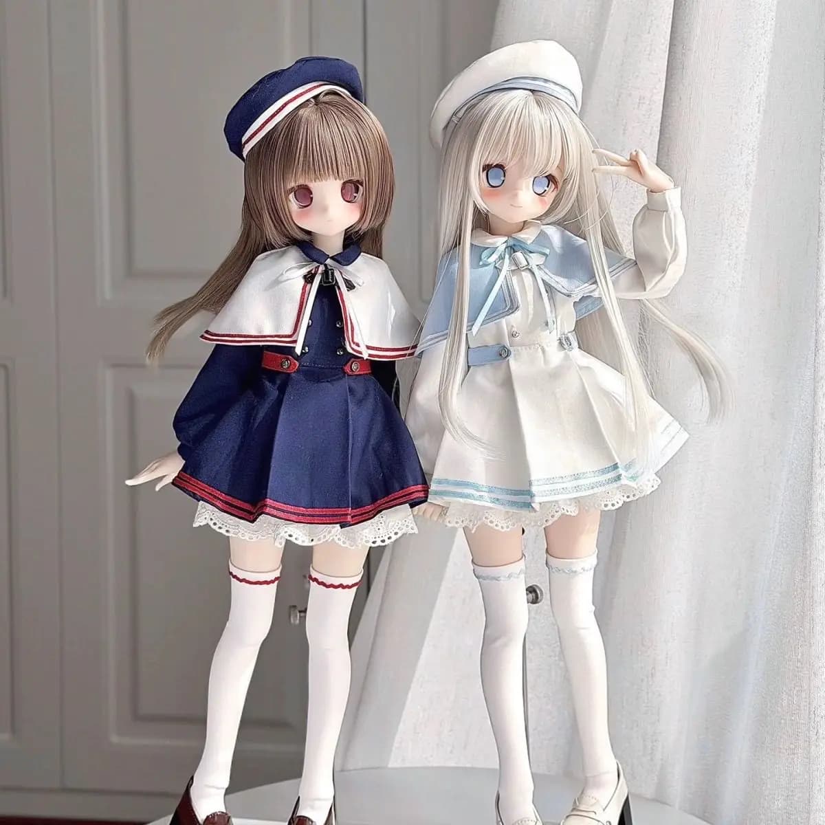 1/4 Doll's Clothes for 45cm Bjd Doll Navy Sailor Uniform Dress Girl Toys Dress Up Play House Fashion Doll Accessories, No Doll