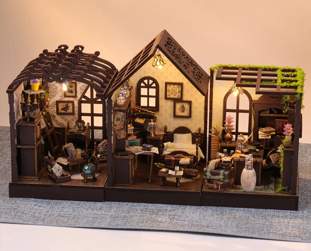 DIY Mini Doll House Wooden Miniature Kit Furniture Litht Dollhouse Furniture Handmade Model Assembly Toys Case Birthday Gifts
