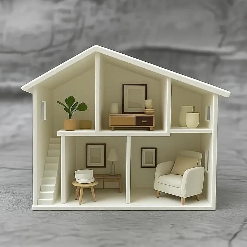 Hot Sale Unfinished White Miniature Dollhouse Model Multiple Rooms Smooth Surface For DIY Craft Kids Play