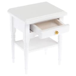 【M】1:12 Scale Bedside Table for Kids Dollhouse Miniature Furniture Bedroom Decoration Set Unpainted Wood Color Cabinet Model
