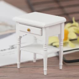 【M】1:12 Scale Bedside Table for Kids Dollhouse Miniature Furniture Bedroom Decoration Set Unpainted Wood Color Cabinet Model