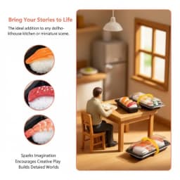 Simulation Sushi Bento Dollhouse Model Lifelike Miniature Food Ornament for DIY Micro Scene Layout Decor