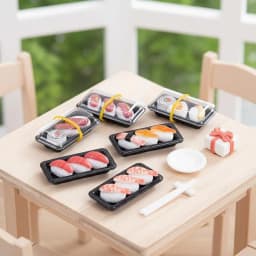 Simulation Sushi Bento Dollhouse Model Lifelike Miniature Food Ornament for DIY Micro Scene Layout Decor