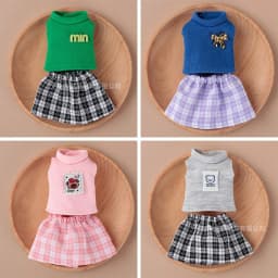 Doll Clothes Sleeveless Top Plaid JK Skirt Set Mini Dress Up Outfit Accessories For 10cm Joint Doll Fashion Doll Costume Gift
