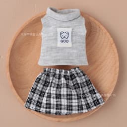 Doll Clothes Sleeveless Top Plaid JK Skirt Set Mini Dress Up Outfit Accessories For 10cm Joint Doll Fashion Doll Costume Gift