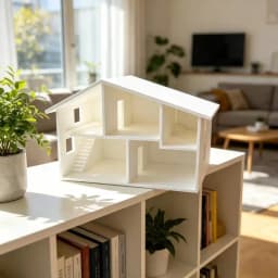 (.) Unfinished White Miniature Dollhouse Model Multiple Rooms Smooth Surface For DIY Craft Kids Play