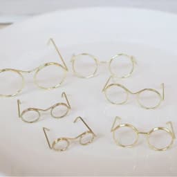 5PCS Black Frame Miniature Doll Eyewear Miniature Metal Metal Round Doll Glasses Toys Decoration Round Frame Doll Mini Glasses