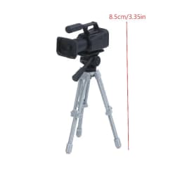 Mini Video Camera Tripod Model 1:12 Scale Dolls House Photography Scene Layout Props Dollhouse Decor Ornament Pretend Play Toys