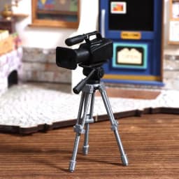 Mini Video Camera Tripod Model 1:12 Scale Dolls House Photography Scene Layout Props Dollhouse Decor Ornament Pretend Play Toys