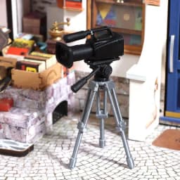 Mini Video Camera Tripod Model 1:12 Scale Dolls House Photography Scene Layout Props Dollhouse Decor Ornament Pretend Play Toys