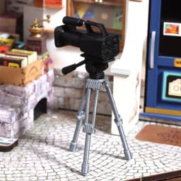 Mini Video Camera Tripod Model 1:12 Scale Dolls House Photography Scene Layout Props Dollhouse Decor Ornament Pretend Play Toys