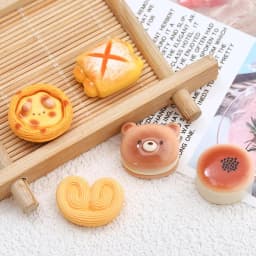 8/16/24pcs Shiny Cartoon Bear Bread Resin Flatback Charms Non-Magnetic DIY Decorative Crafts for Phone Case Hairpin Scrapbooking