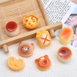 8/16/24pcs Shiny Cartoon Bear Bread Resin Flatback Charms Non-Magnetic DIY Decorative Crafts for Phone Case Hairpin Scrapbooking