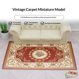 /Kb/1:12 Dollhouse Miniature Antique Style Carpet Home Furniture Decor Toy Mini Retro Floor Mat Doll House Accessories 1/4Pcs