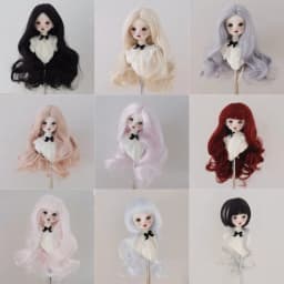 BJD/SD Doll Wig with Multi Colored Wavy Long Curly Hair Soft Silk 1/6 DIY Anime Wig Dress Up Doll Wig Set Doll Hair Cover