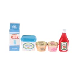 5Pcs 1/12 Scale Simulated Tomato Sauce & Iced Yogurt Mini Model Set DIY Dollhouse Kitchen Scene Layout Decor Accessories