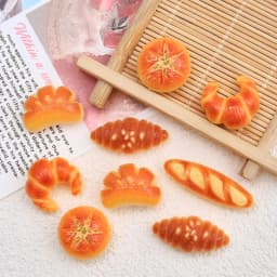 10PCS Mini Baked Croissant Resin Flatback Charms Simulation Bread DIY Hairpin Scrapbooking Jewelry Craft Decor