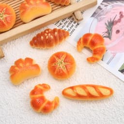 10PCS Mini Baked Croissant Resin Flatback Charms Simulation Bread DIY Hairpin Scrapbooking Jewelry Craft Decor