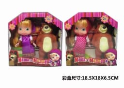 6.5-inch physical Martha and Bear Doll Set, children's simulation cartoon doll, parent-child interactive toy